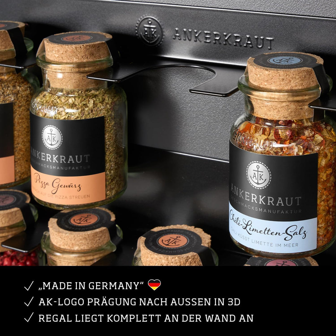 Ankerkraut 15er Gewürz-Regal, Gewürz-Organizer aus Metall, original passend für 15x Gewürzgläser, ei