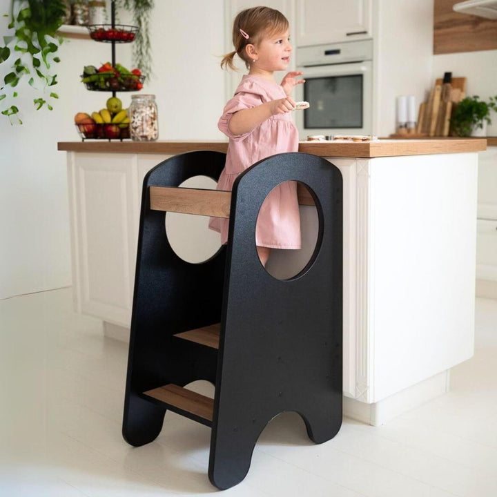 KIDIE Kinder Lernturm ab 1 Jahr, Montessori Höhenverstellbar Lernstuhl Baby, Toddler Learning Tower