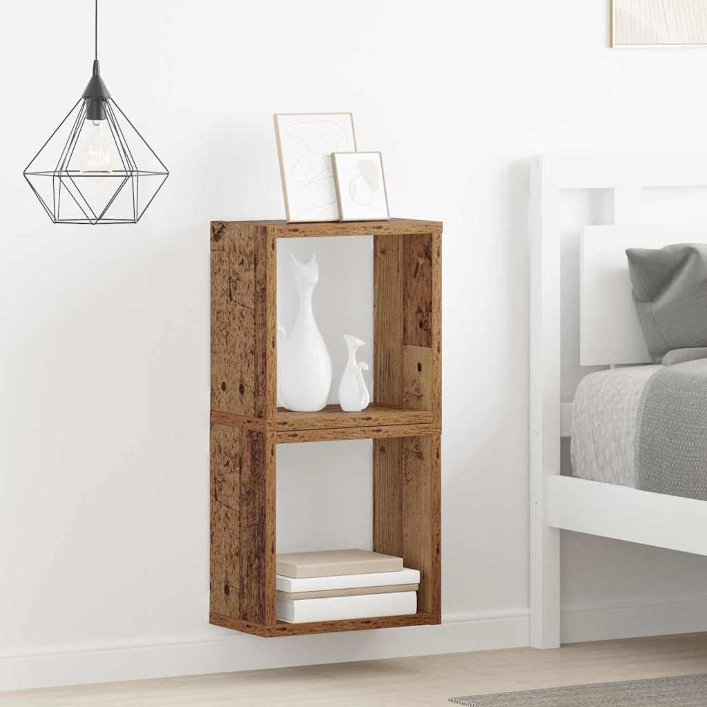 vidaXL Wandregale 2er Set Altholz 26X15X26 cm Massiv Rustikales Design Vielseitig Innenlagerung Wohn