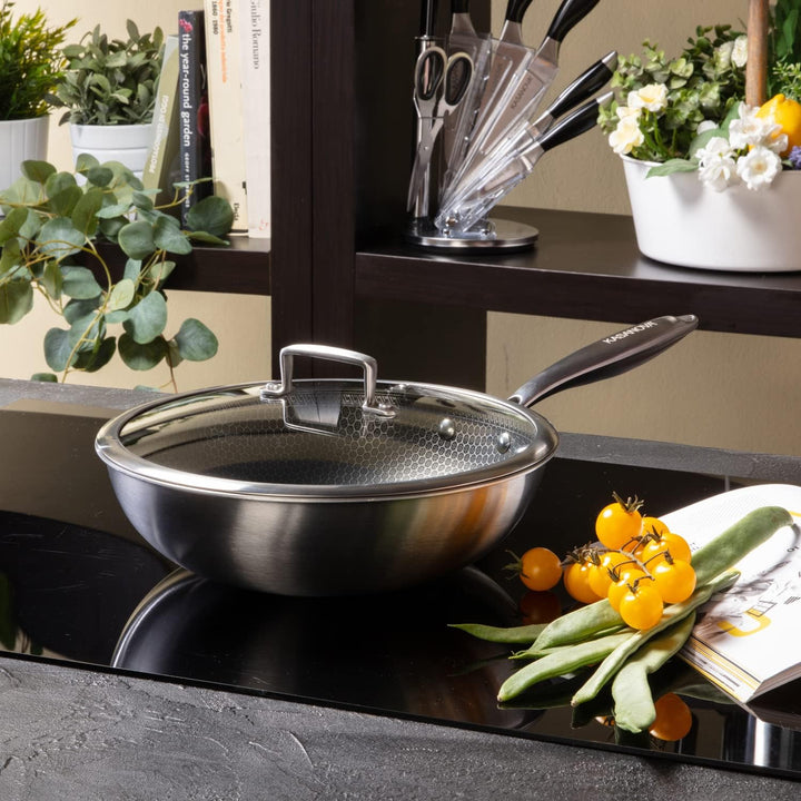 Kasanova Dreilagiger Wok 28 cm mit 3-lagigem Deckel, Neutrum
