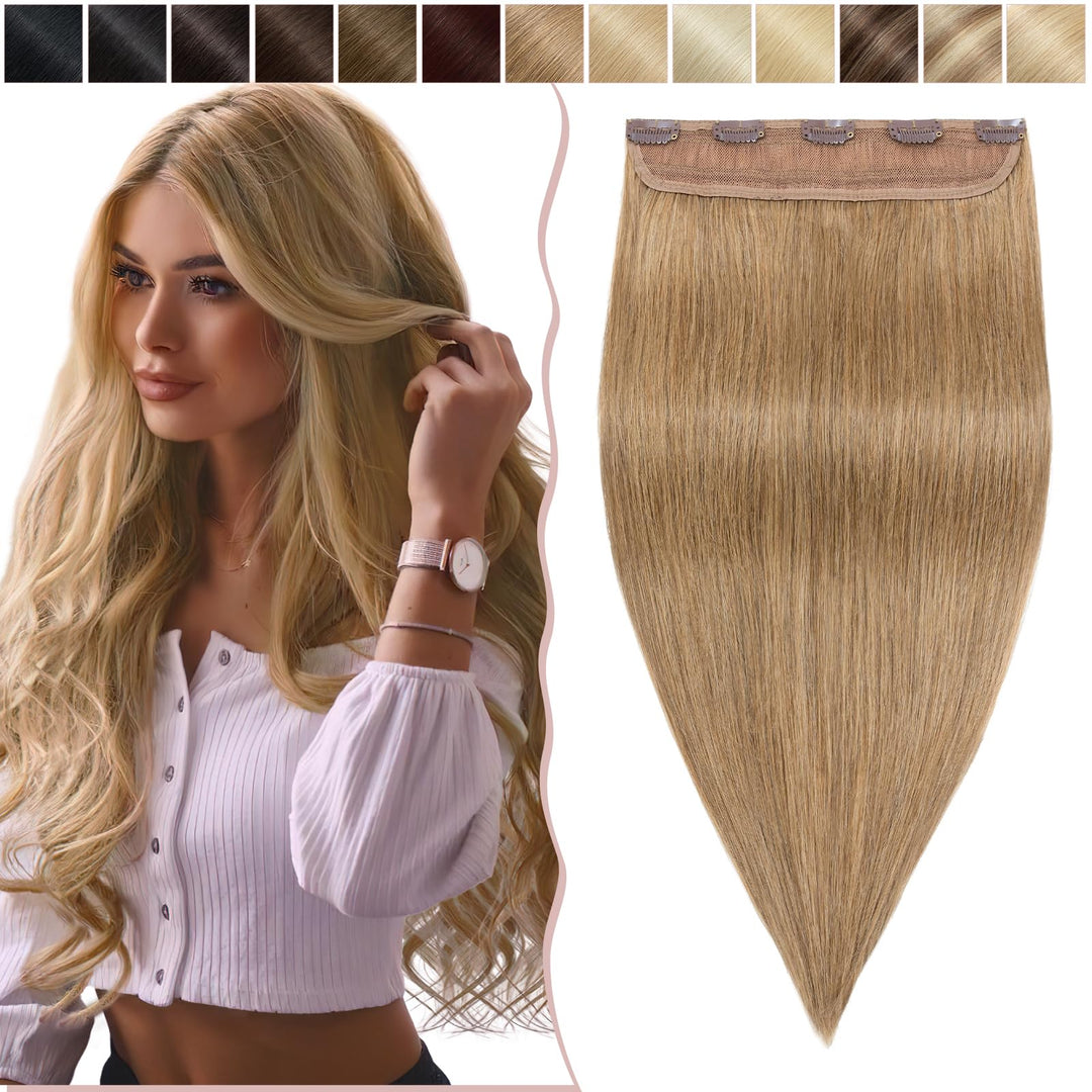 SEGO Haarteil Clip in Extensions Echthaar DICKER 1 Tresse 5 Clips Dicker Dichter Haarverlängerung 10