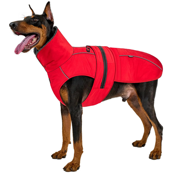 OneTigris Hundemantel, STORMWALL Wasserdicht Hundejacke mit Verstellbarer Rückenlänge Fleecefutter R