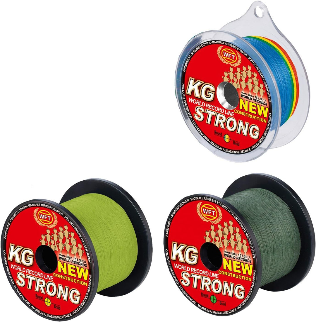 WFT KG Strong 600m 0,22mm 32kg, geflochtene Schnur, Meeresschnur, Angelschnur, Geflechtschnur Gelb,