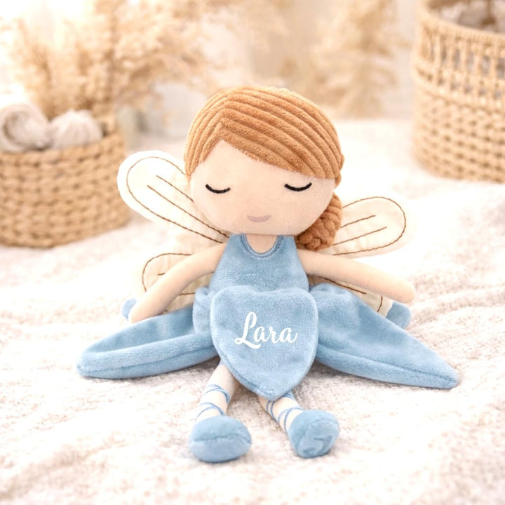 Kuscheltier Fee mit Name Personalisiert, Geschenk zur Geburt, Geschenk zur Taufe, Geschenk für 2 Jäh