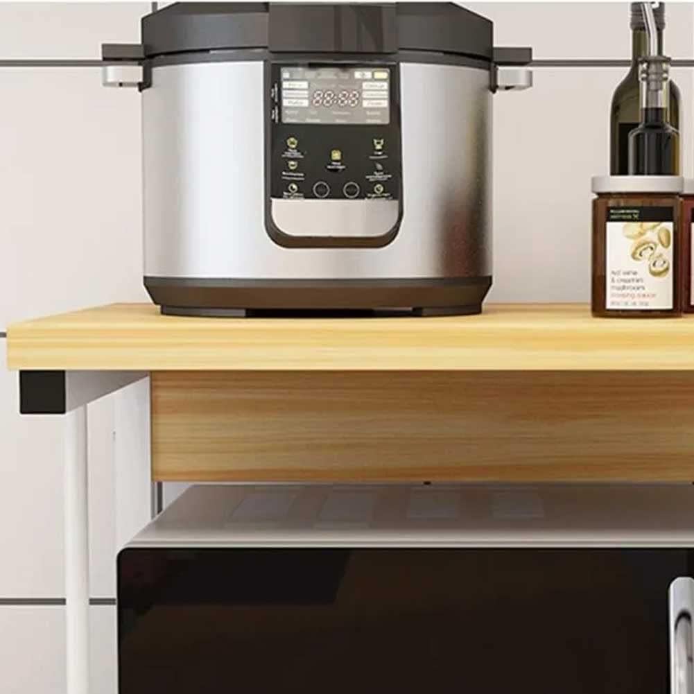 BAKAJI Schrankregal für Mikrowelle, Gestell aus Metall mit Ablage aus MDF-Holz, Organizer für Werkze
