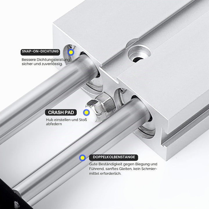 TAILONZ PNEUMATIC 16mm Bohrung 25mm Hub Doppelstange Doppeltwirkend Aluminium Druckluftzylinder TN16