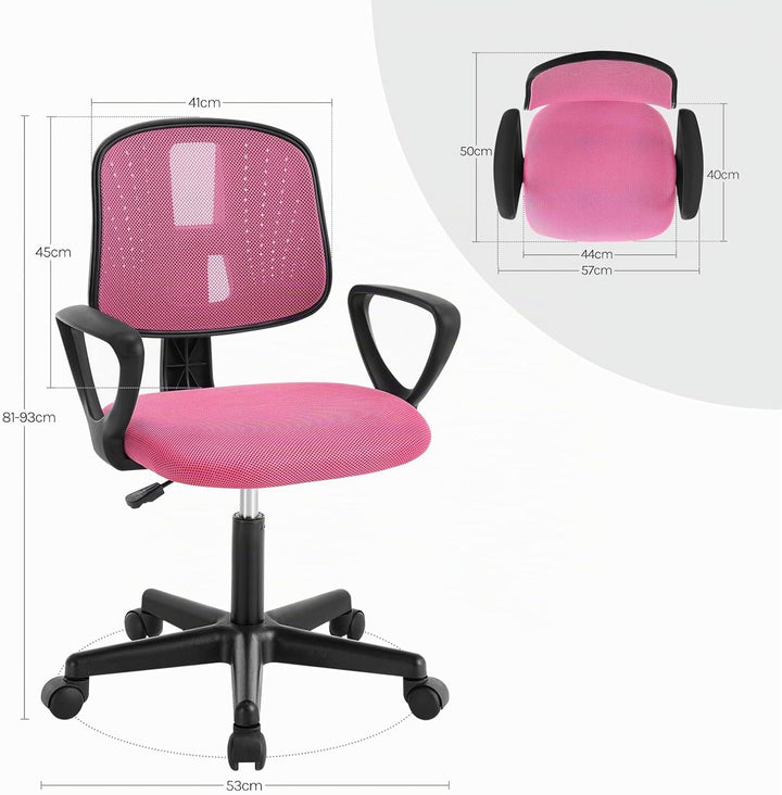 Klihome Schreibtischstuhl Kinder, Bürostuhl ergonomisch, Drehstuhl mit Rollen Armlehnen, Kinderdrehs