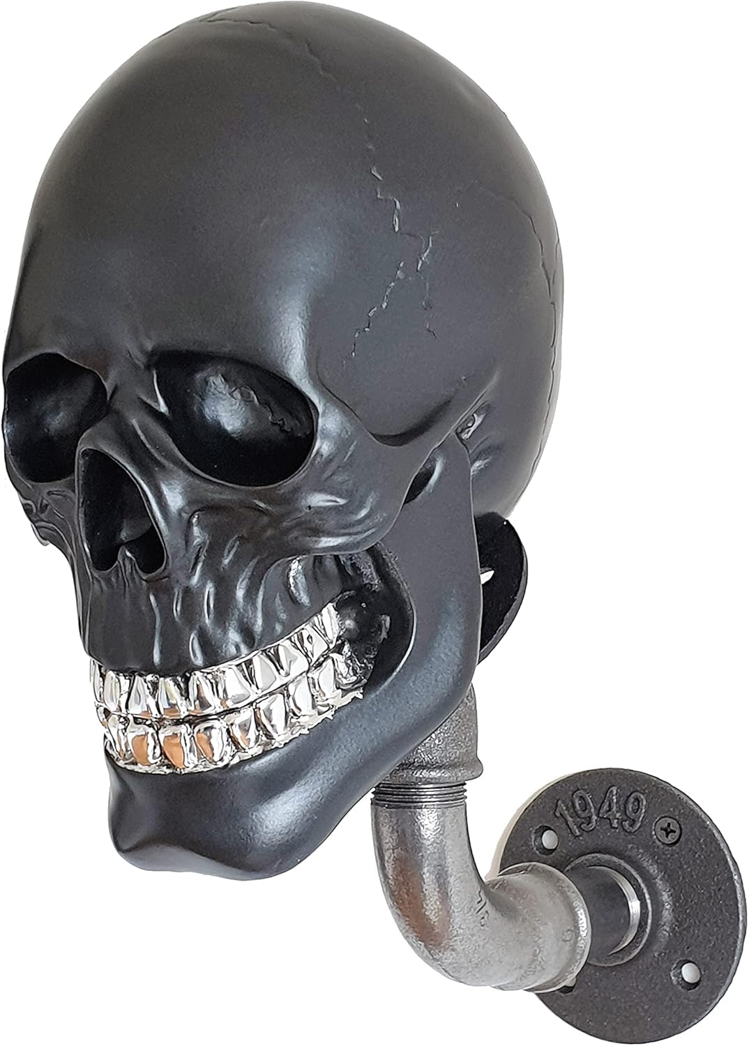 Helmhalter Wand Skull Kopfhörerhalter Metall Biker Helm retro pipes Totenkopf