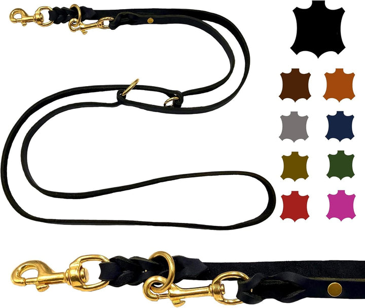 Hundeleine Fettleder Messing kleine Hunde/grosse Hunde 2m / 2,40m / 2,80m / 3,50m / 5m Doppelleine v