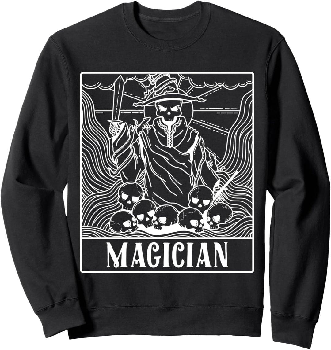 Wizard Magician Skeleton Tarot Card Blackcraft Men Women Sweatshirt