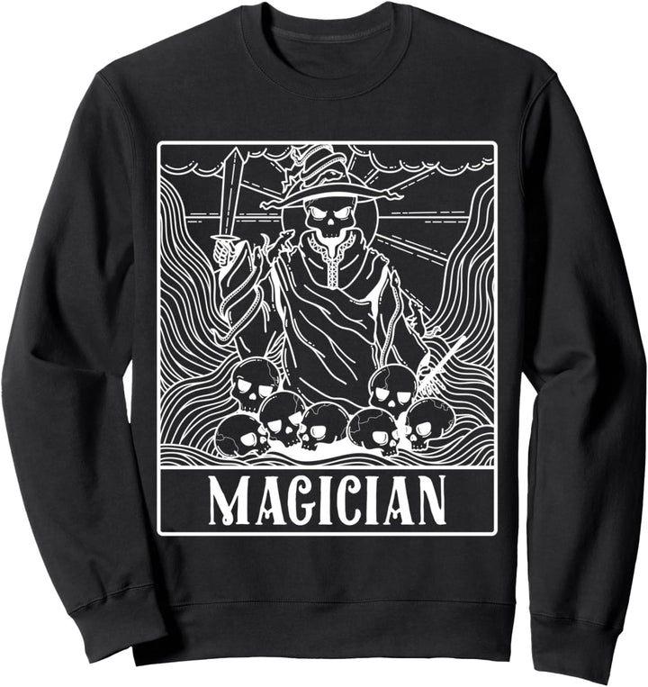Wizard Magician Skeleton Tarot Card Blackcraft Men Women Sweatshirt