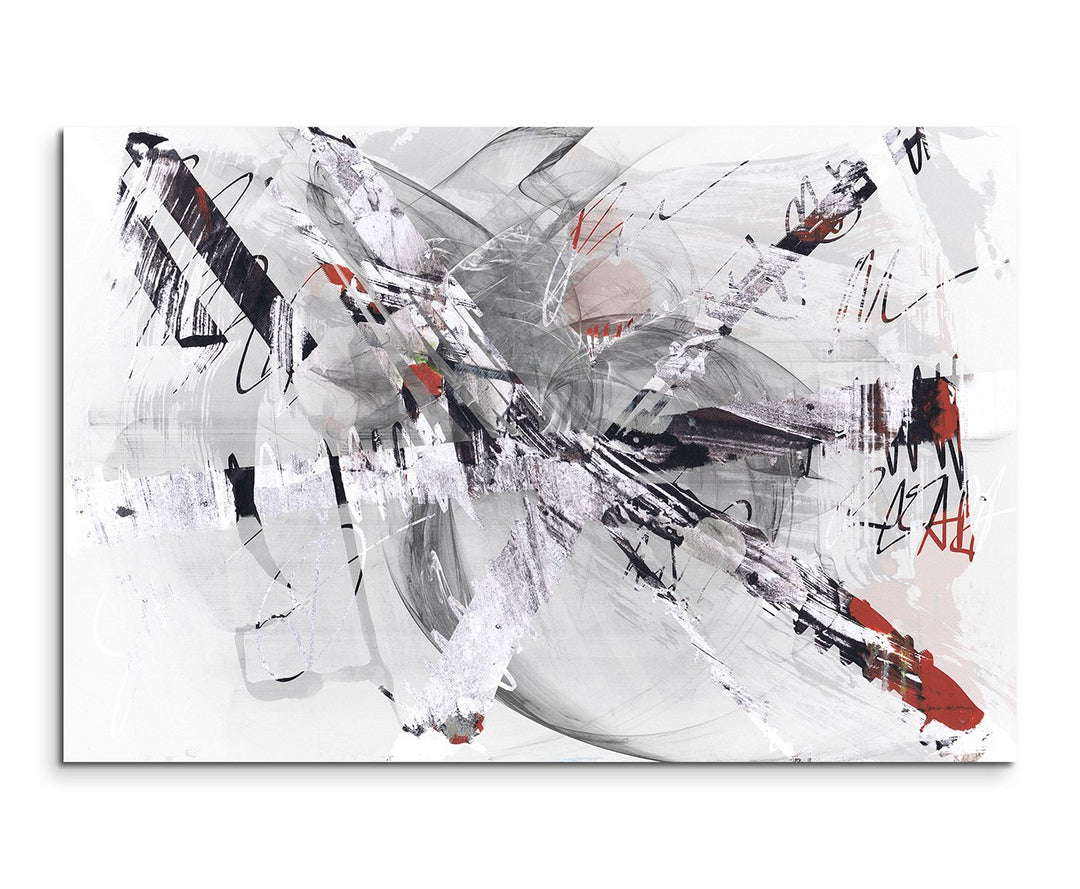 Paul Sinus Art 80x60cm Fotoleinwand Leinwanddruck Kunstdruck Wandbild grau beige rot weiss gemalt