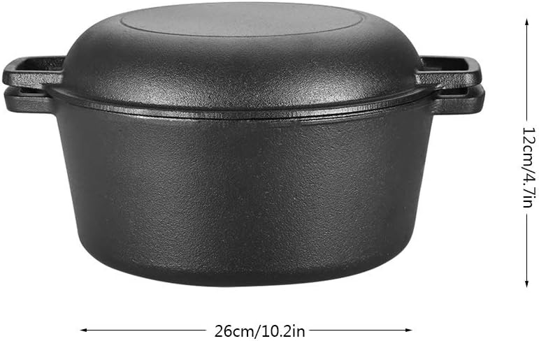 Holländischer Kochtopf aus Gusseisen, Dutch Oven, doppelt mit Griffen, 4,5 Liter, Kochtopf mit Decke