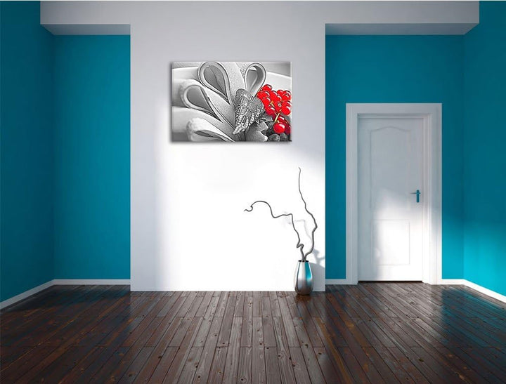 bunte frische Obstschale schwarz/weiss Deluxe Format: 100x70 cm auf Leinwand, XXL riesige Bilder fer