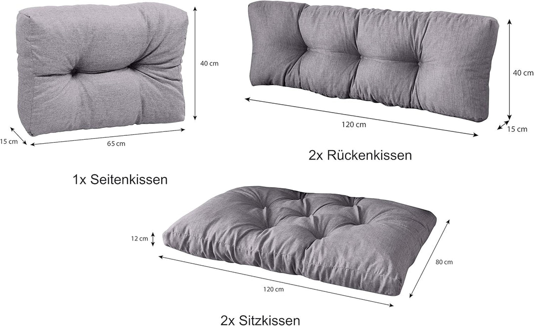 sunnypillow Palettenkissen 5er Set für Europaletten Indoor und Outdoor Palettenpolster Palettensofa