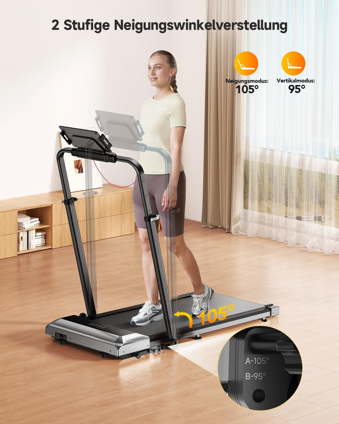 Laufband für Zuhause mit Neigung, 2 in 1 Walking Pad, 12km/h Klappbar Laufband mit Steigung, 2.5HP U