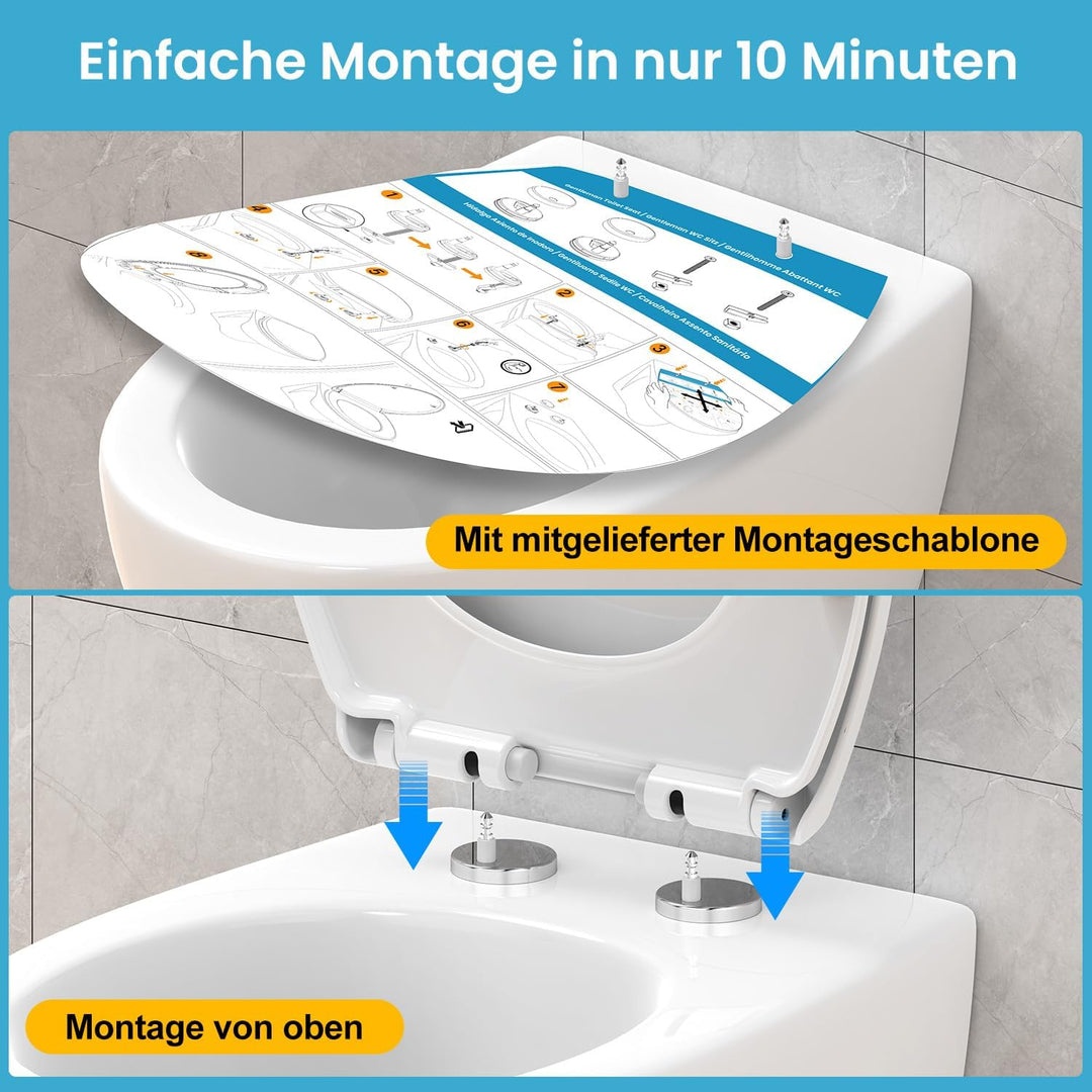 WC Sitz mit absenkautomatik Oval, Weiss, Toilettendeckel mit Quick-Release Funktion, Klobrille, Klod