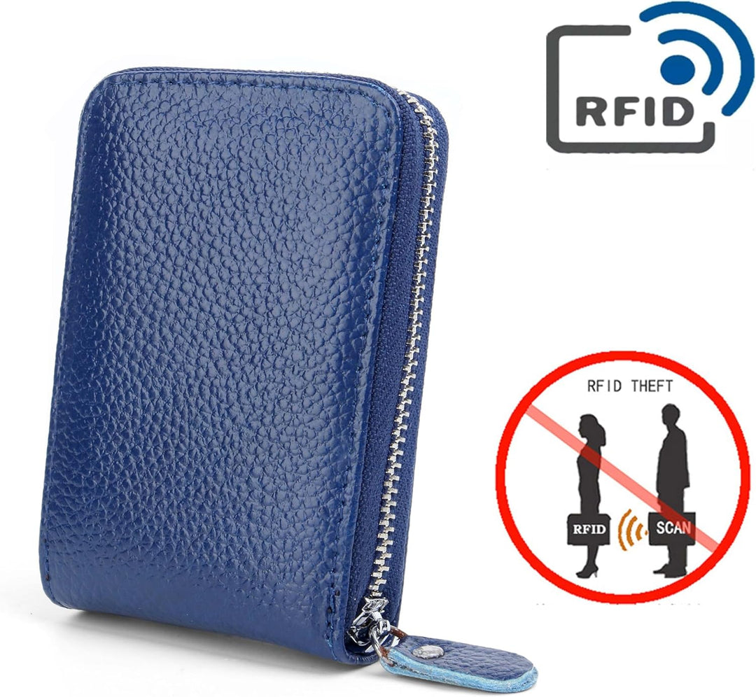 RFID Kreditkartenetui Leder für Damen Herren Kartenetui Visitenkartenetui Mit Reissverschluss Akkord