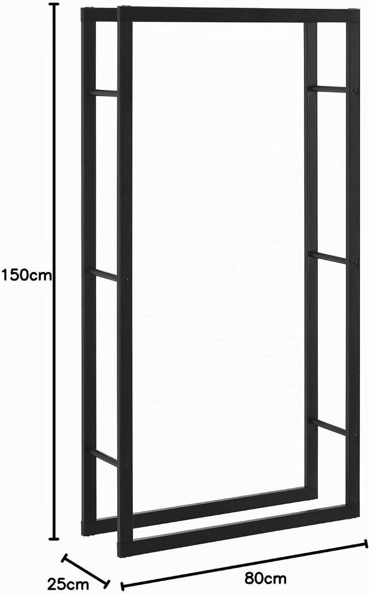 [en.casa] Kaminholzregal 80x150x25cm Brennholzregal Feuerholzregal Holzhalter Schwarz 80 x 150 x 25