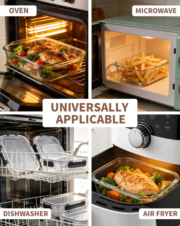 2 Stück Glas Auflaufform für Airfryer, Airfryer Zubehör passend für Cosori, Ninja, Philips uvm. spül