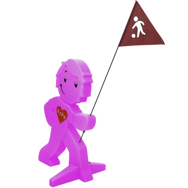 StreetBuddy - Warnfigur mit Fahne, reflektierender Warnaufsteller für Kindersicherheit - Achtung lan