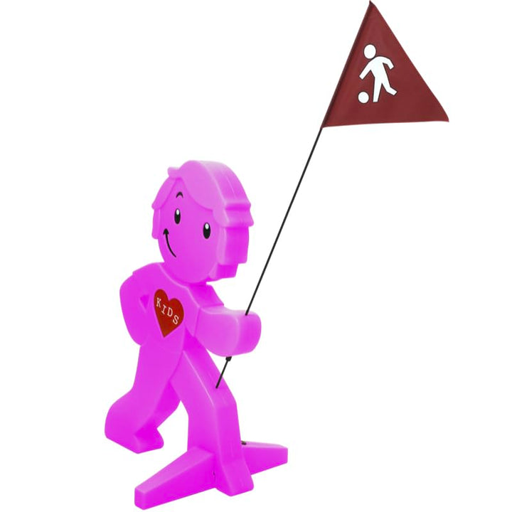 StreetBuddy - Warnfigur mit Fahne, reflektierender Warnaufsteller für Kindersicherheit - Achtung lan