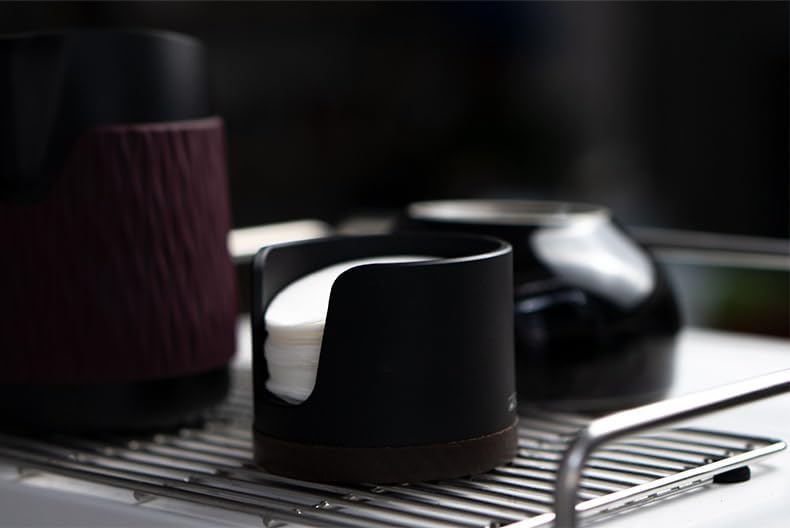Aufbewahrungsbox für Papierfilter bis 64mm - Siebträger (Schwarz) Kaffeefilterspender, Espresso-Papi
