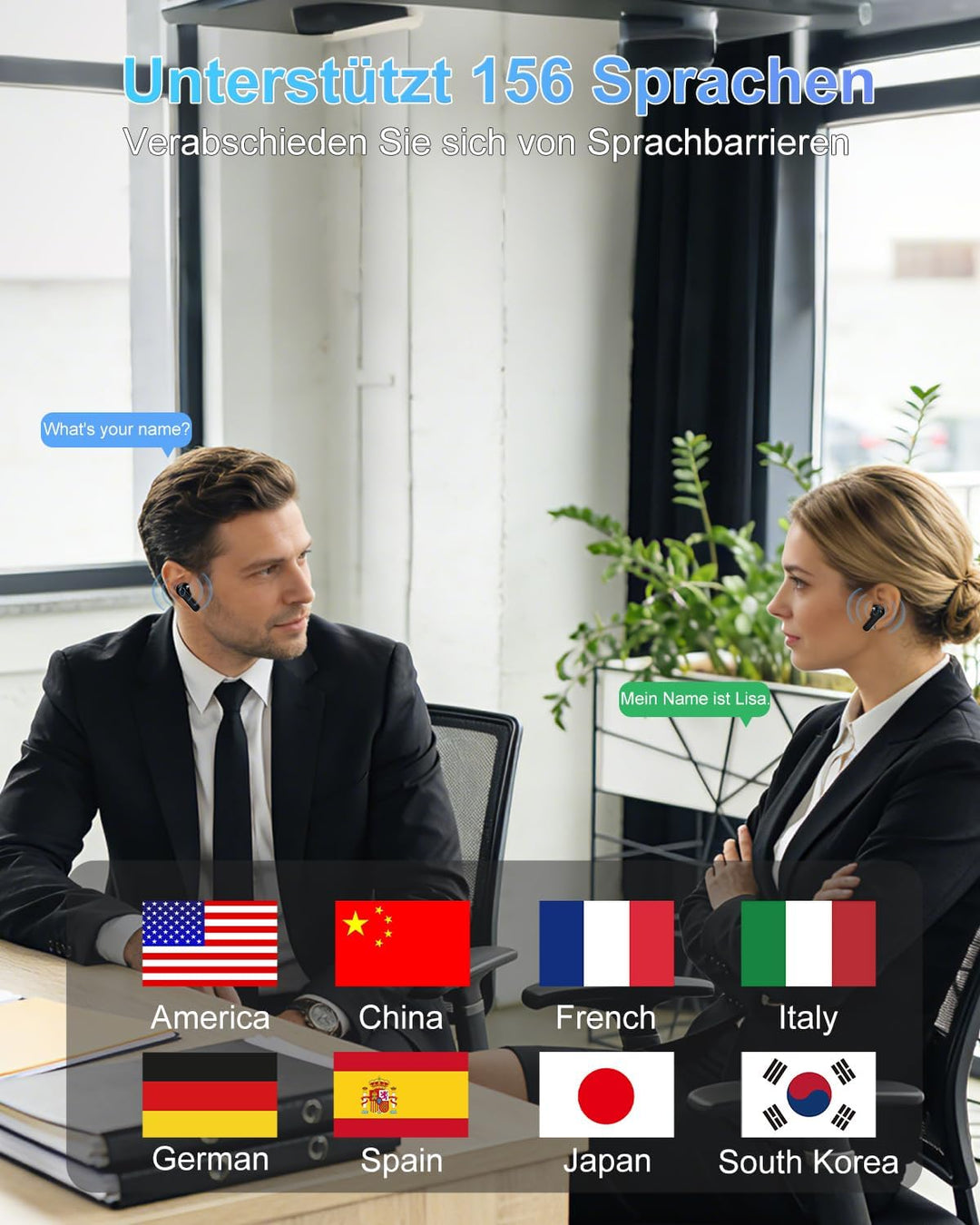 Ki Übersetzer Kopfhörer, Übersetzungskopfhörer mit echtzeit übersetzung, In Ear Translator Earbuds m