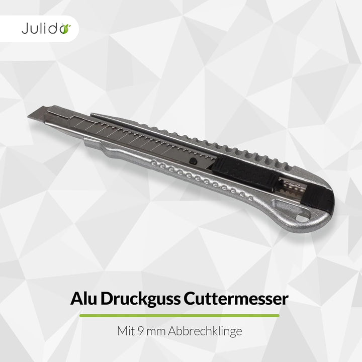 Julido Cuttermesser, 96 Stück, Teppichmesser für Profis, mit 9 mm Abbrechklinge, Arbeitsmesser aus A