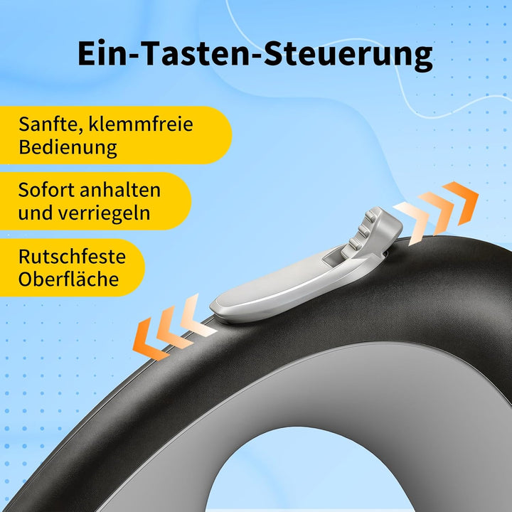 5M Einziehbare Hundeleine für kleine & mittelgrosse Hunde | Automatische Bremse, Verriegelung, ergon