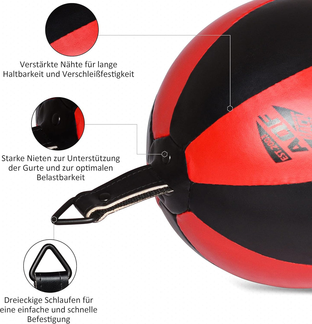 AQF Boxen Doppelendball Rex Leder Boxbirne Set MMA Punchingball Erwachsene Training Speedball Set Sc