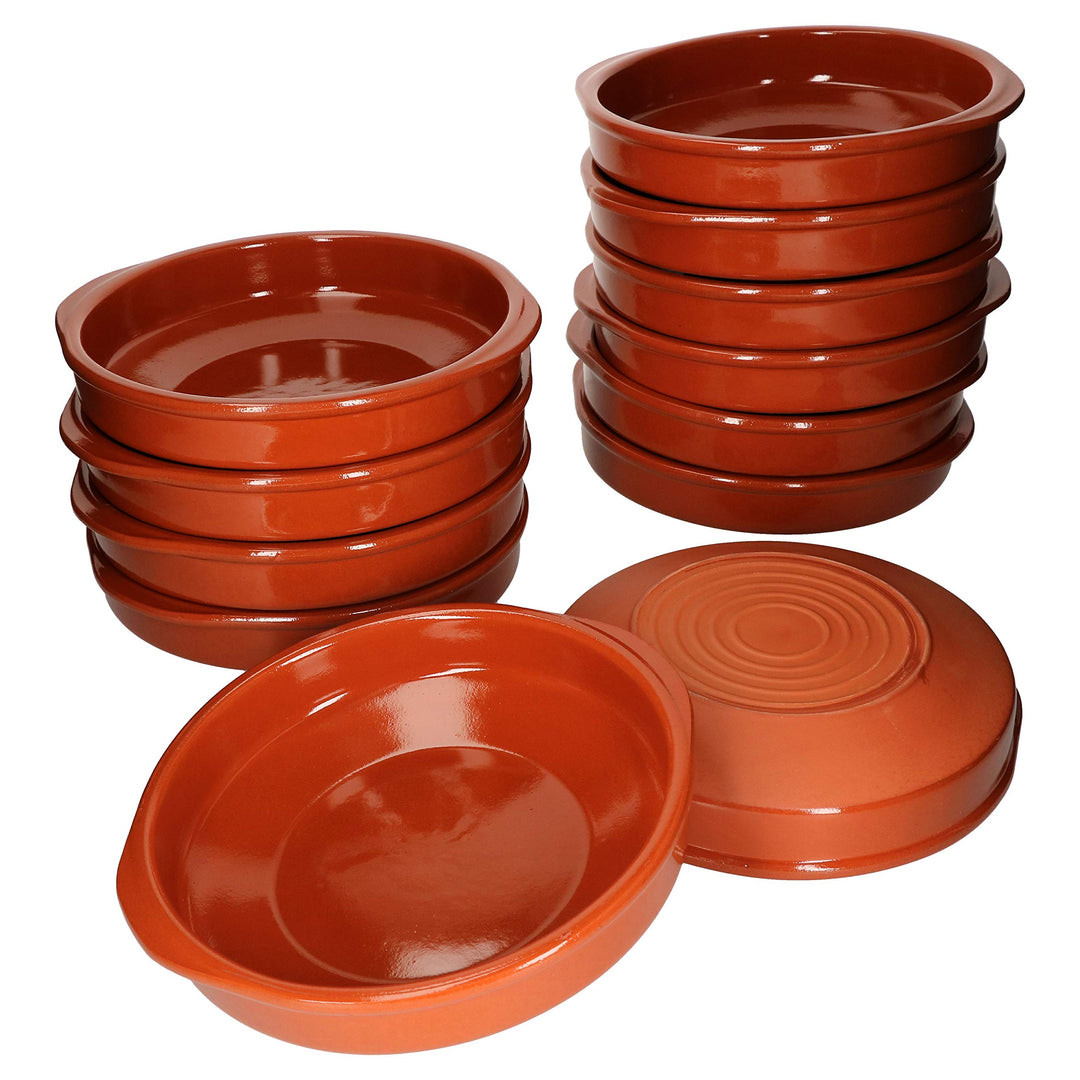 MamboCat Cazuela mit Griff 12er Set Schalen Bernd 850ml Auflaufform rund 24cm aus Ton glasiert Gröss