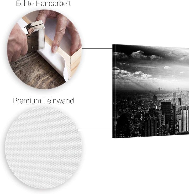 ge Bildet Bild auf Leinwand | Empire State Building in New York - Schwarz Weiss D in 100x40 cm als P