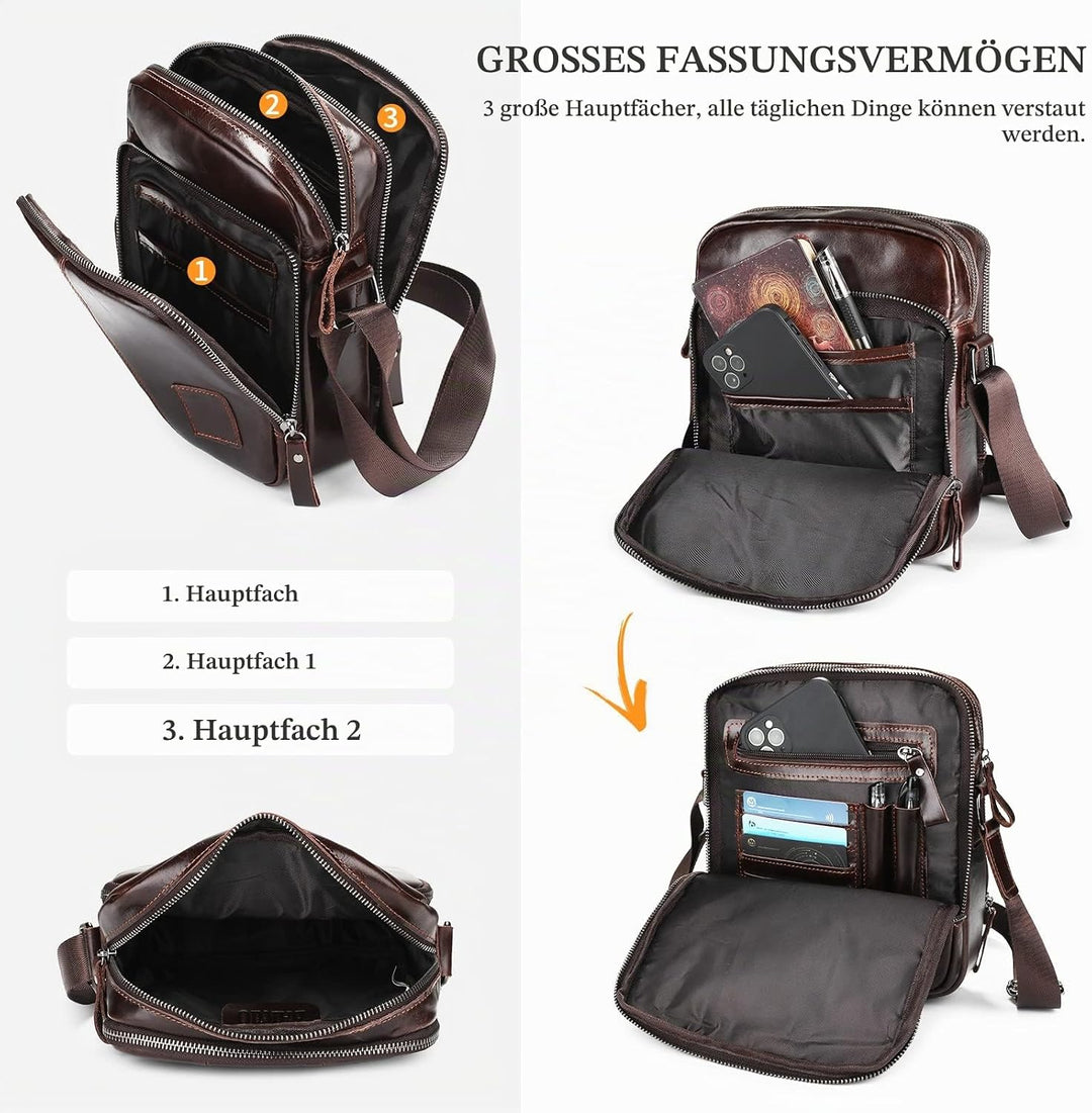 BAIGIO Schultertasche Umhängetasche Herren Leder Vintage Herrentasche Messenger Bag mit Schultergurt