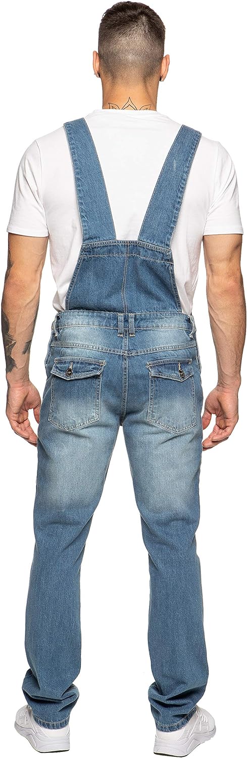 989Zé ENZO Latzhose für Herren, Jeansblau, Arbeitsmode, Latzhose, lässiger Overall, Jeans, Taillengr