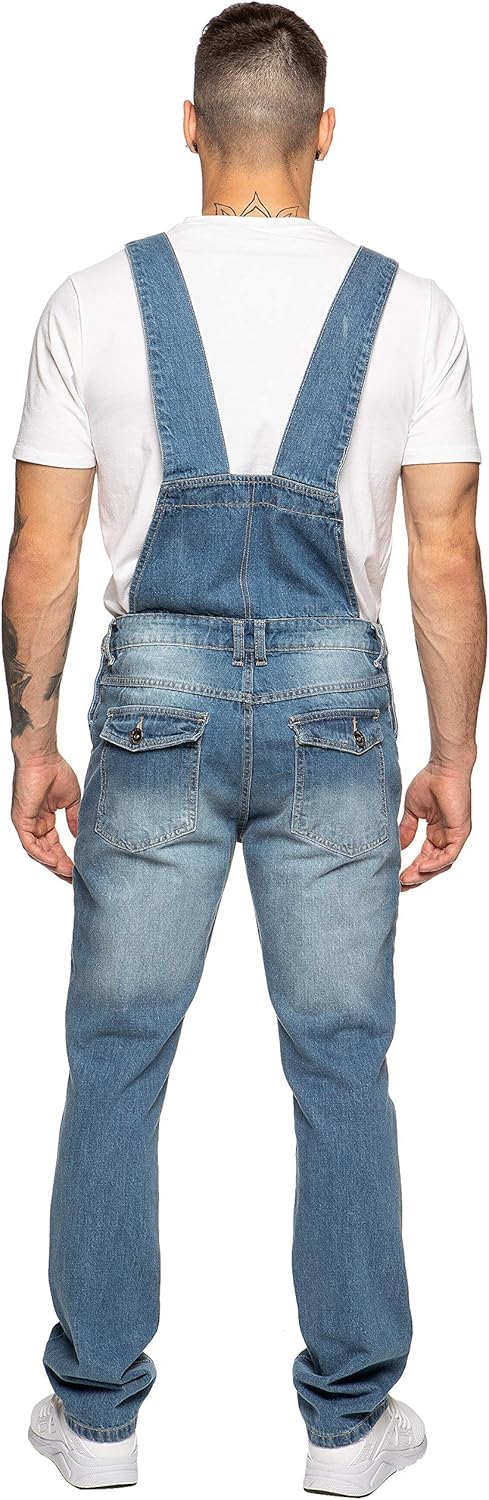 989Zé ENZO Latzhose für Herren, Jeansblau, Arbeitsmode, Latzhose, lässiger Overall, Jeans, Taillengr
