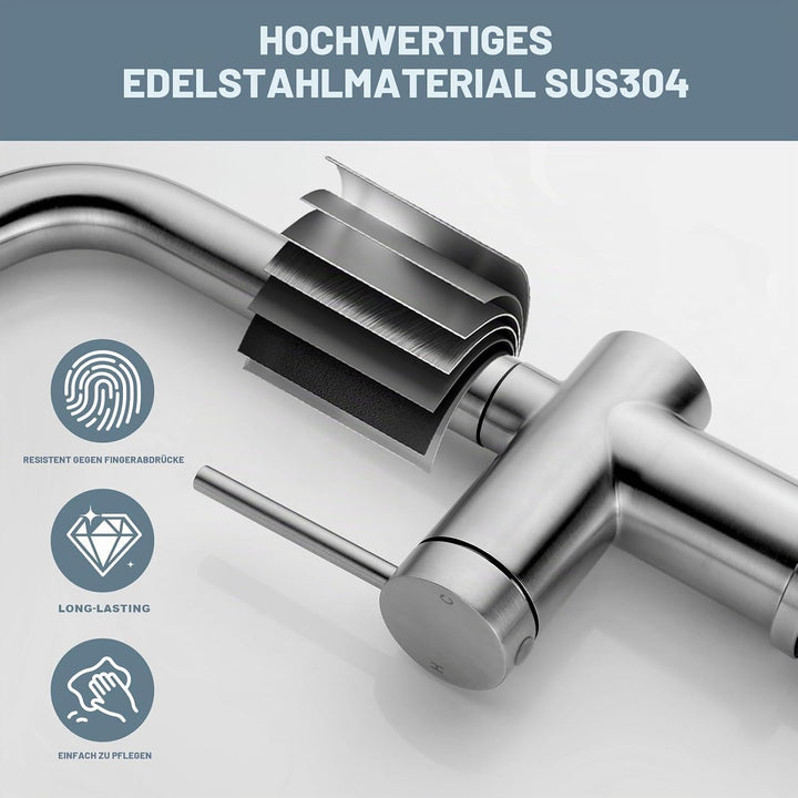 Wasserhahn Küche mit 2 Modi, Hochdruck Küchenarmatur mit Brause Ausziehbar, Schwenkbar, Einhebel Spü