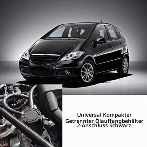 EVGATSAUTO Universal Baffled 2-Port Compact Baffled Oil Catch Tank Ölfangdose Compact Baffled Oil Ca