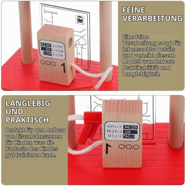 HEMOTON Holzeisenbahn Zubehör Bahnhof Mit Mini Tankstelle 11X9.9X6.9Cm Kompatibel Für Kinder Ab 3 Ja
