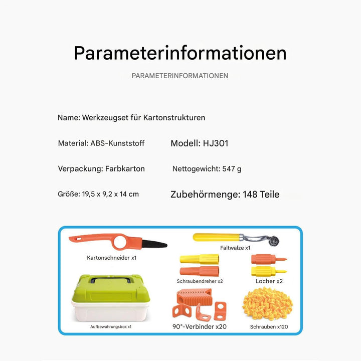 Karton Werkzeug Für Kinder,148 Teile Pädagogischer Sicherer Gezahnter Falzroller - Kinder Pappe Cutt