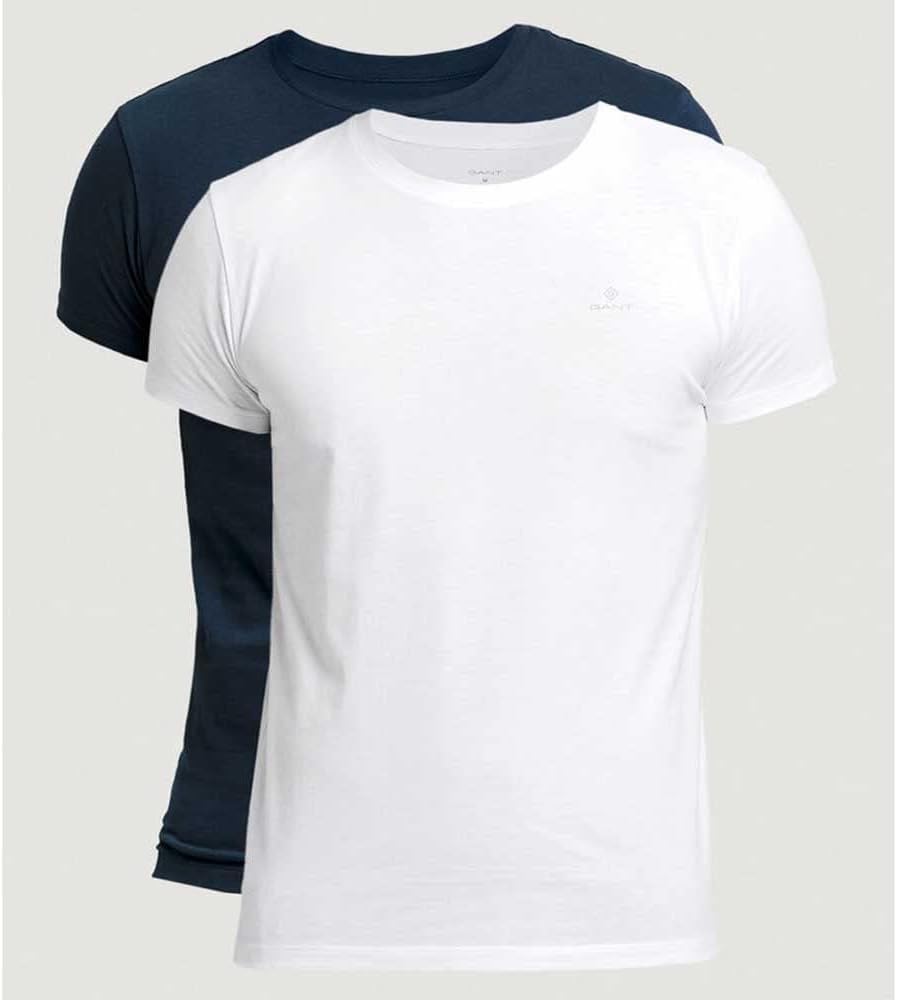 GANT Herren T-Shirt MIT Rundhalsausschnitt 2ER Pack, Navy / White