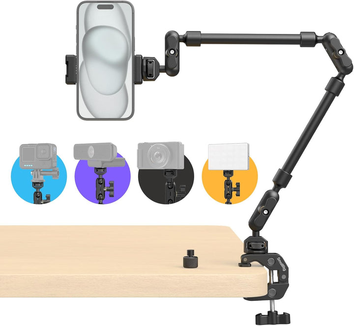 SMALLRIG 22" Magic Arm mit Klemme, Flexible Camera Desk Mount & klemme, Überkopf Telefonhalterung, G