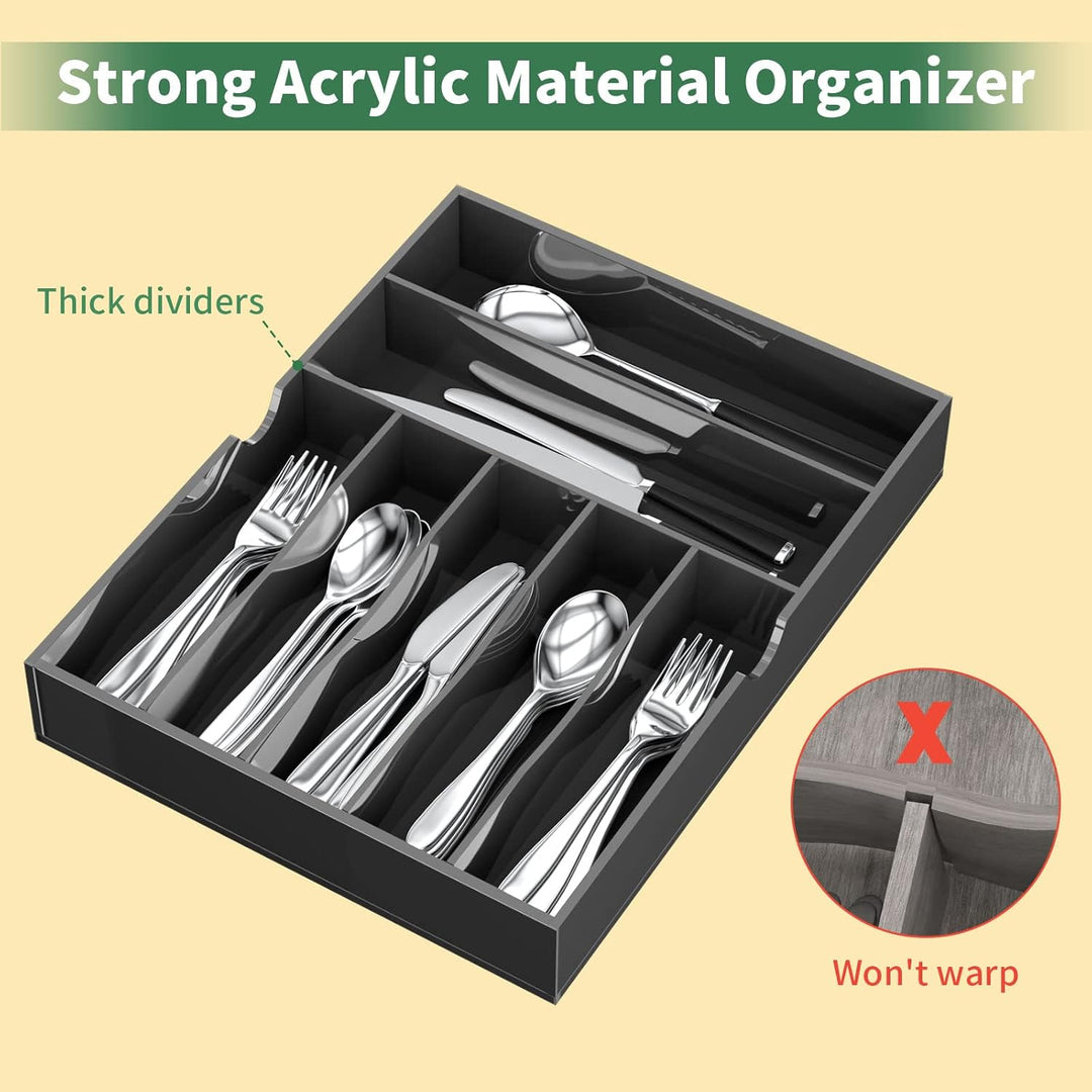 NIUBEE Schubladen-Organizer aus Acryl, für Besteck und Utensilien, erweiterbarer Besteck-Organizer u