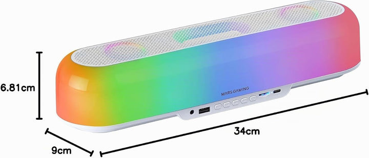 MARSGAMING MSB-ORB, Tragbarer Lautsprecher + Soundbar 20W, Orbilight RGB 360° Beleuchtung, Soundbar