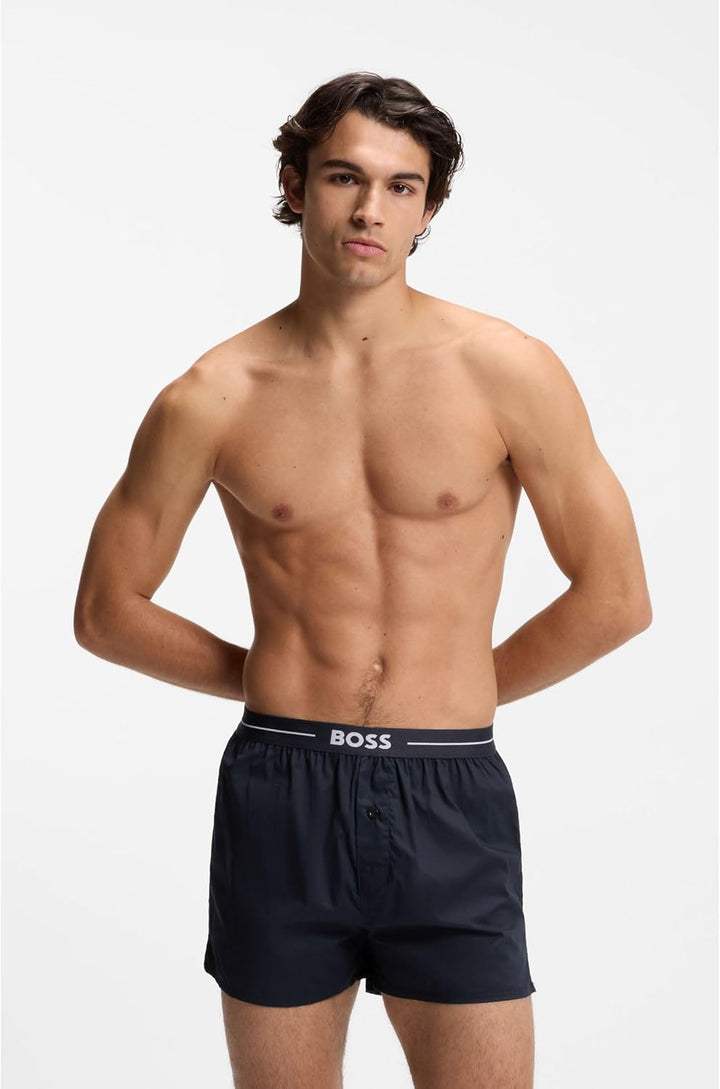 BOSS Herren NOS Boxer EW 2P Zweier-Pack Pyjama-Shorts aus Baumwolle mit Logo am Bund M New - Dark Bl