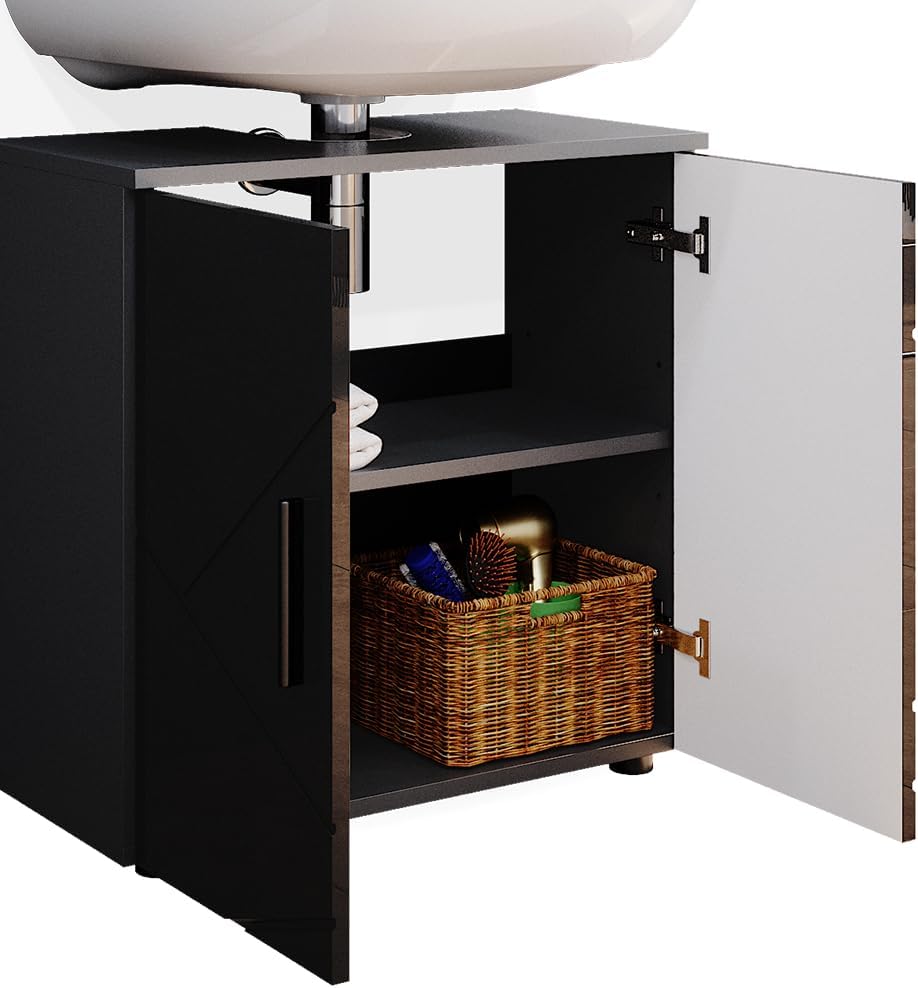 Vicco Waschbeckenunterschrank Anthrazit Hochglanz Irma 60x59x30 cm - Unterschrank für das Badezimmer