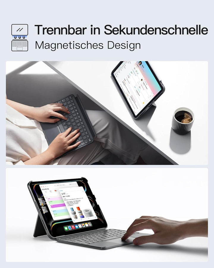 Inateck Hülle mit Tastatur für iPad Pro 11 2024, ACE Touch Ultraleichte Tastatur Abnehmbar, mit Touc