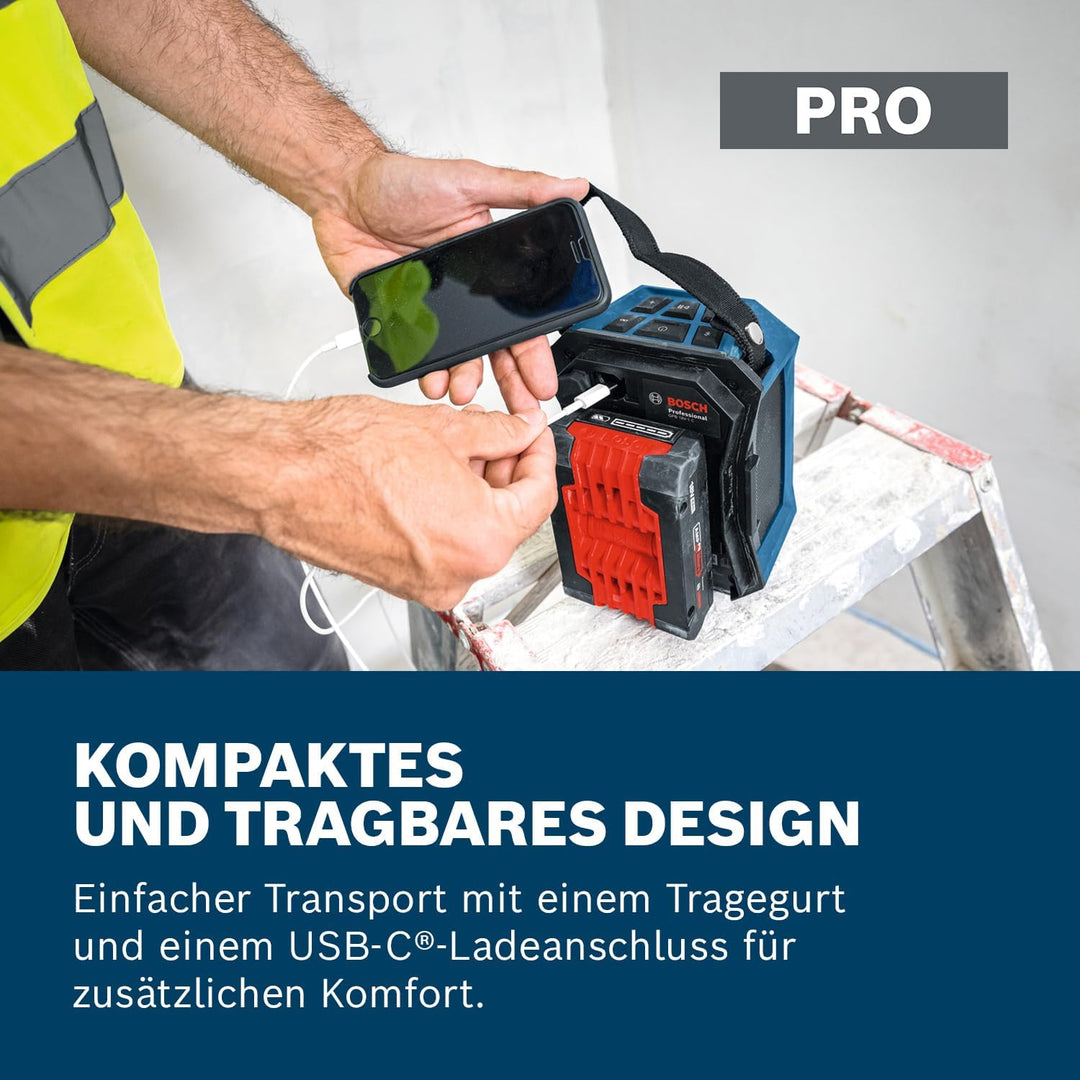 Bosch Professional 18V System Akku-Bluetooth-Lautsprecher GPB 1 C (inkl. Akkuabdeckung) + Abdeckung,