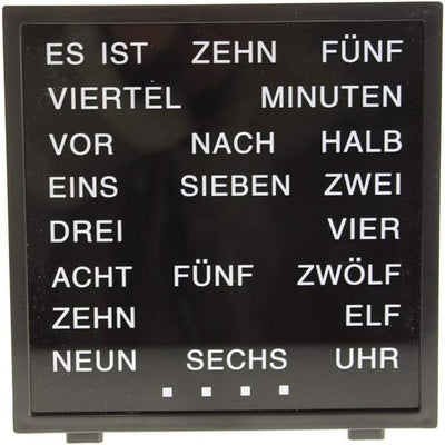 United Entertainment – LED Wort Uhr / Wörter Uhr / Uhr mit Worten / Word Clock Deutsch - Schwartz -