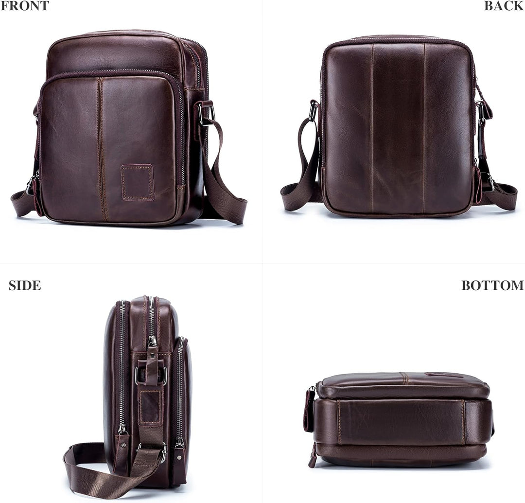 BAIGIO Schultertasche Umhängetasche Herren Leder Vintage Herrentasche Messenger Bag mit Schultergurt